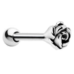 Silver 925 Blooming Rose Flower Cartilage Tragus Earring