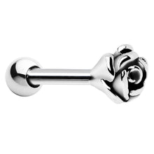 Silver 925 Blooming Rose Flower Cartilage Tragus Earring