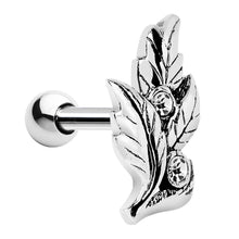 Silver 925 Clear Gem Leaf Cartilage Tragus Earring