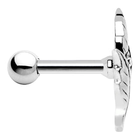 Silver 925 Clear Gem Leaf Cartilage Tragus Earring