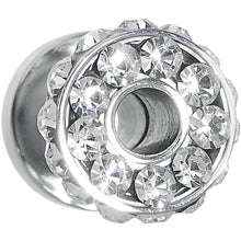 4G Clear Gem Stainless Steel Double Bling Screw Fit Tunnel Plug