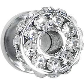 4G Clear Gem Stainless Steel Double Bling Screw Fit Tunnel Plug