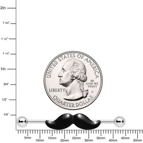 14G Black Mustache Industrial Barbell 36mm