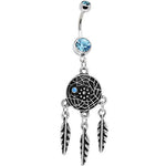 Blue Gem Woven Universe Dreamcatcher Belly Ring
