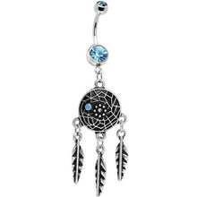 Blue Gem Woven Universe Dreamcatcher Belly Ring
