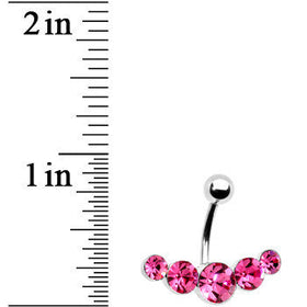 Pink Gem Five Across Top Mount Belly Ring