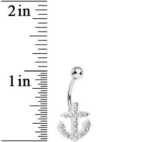 Nautical But Nice Clear Gem Anchor Belly Ring