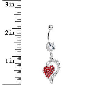 Crystalline Red Gem Paved Passionate Heart Belly Ring
