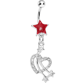 Red Shooting Stars and Hearts Belly Ring
