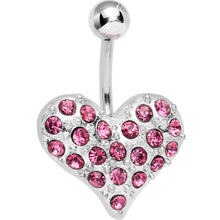 Prissy Pink Crystal Heart On Belly Ring