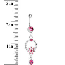 Pink Gem Infinite Flower Drop Belly Ring