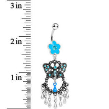 Blue Gem Butterfly Chandelier Belly Ring
