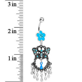 Blue Gem Butterfly Chandelier Belly Ring