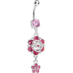 Precious Pink Flower Drop Belly Ring