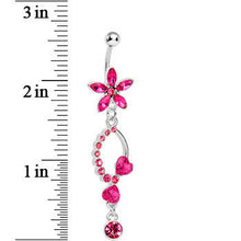 Pink Gem Flirty Flower Drop Belly Ring