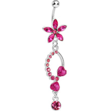 Pink Gem Flirty Flower Drop Belly Ring