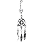 Clear Gem Antique Weave Dreamcatcher Belly Ring