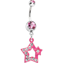 Twinkle Clear Gem Pink Star Dangle Belly Ring