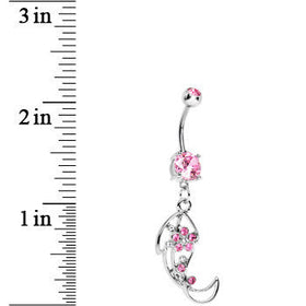 Pink Gem Twisted Leaf Belly Ring