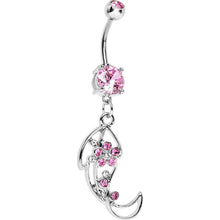 Pink Gem Twisted Leaf Belly Ring
