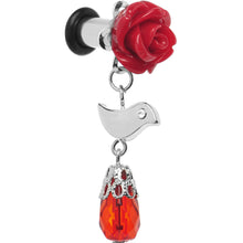 4G Steel Red Rose Flower Songbird Dangle Plug