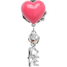 Steel Pink Heart Love Dangle Plug Sizes 5mm to 12mm