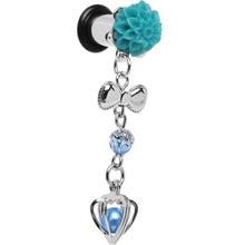 Aqua Flower Heart to Heart Dangle Plug Sizes 5mm to 12mm