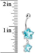 Light Blue Gem Flower Drop Belly Ring