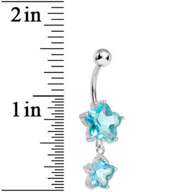 Light Blue Gem Flower Drop Belly Ring