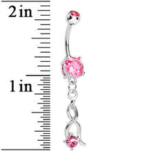 Pink CZ Twist Dangle Belly Ring