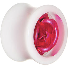 9/16 White Acrylic Pink Metallic Rose Flower Plug