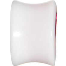 9/16 White Acrylic Pink Metallic Rose Flower Plug