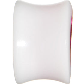9/16 White Acrylic Pink Metallic Rose Flower Plug