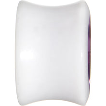 9/16 White Acrylic Purple Metallic Rose Flower Plug