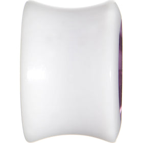 9/16 White Acrylic Purple Metallic Rose Flower Plug