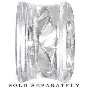 9/16 Clear Acrylic Floating Silver Metallic Rose Flower Plug