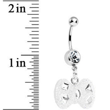 Crystalline Gem Clear Glitter Bow Dangle Belly Ring