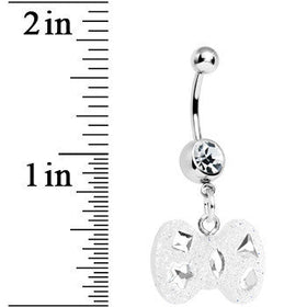 Crystalline Gem Clear Glitter Bow Dangle Belly Ring