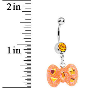Yellow Gem Orange Glitter Bow Dangle Belly Ring