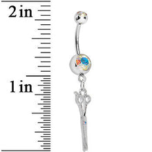 Aurora Gem Hairstylist Scissors Dangle Belly Ring