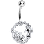 Crystalline Gem Paved Preening Peacock Belly Ring