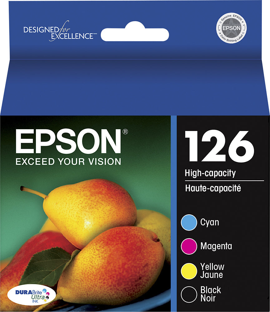 New, Pre-Owned - Epson 126 High-Yield Black, Cyan, Magenta & Yellow Ink Cartridges