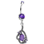 Double Violet Gem Love's Path Dangle Belly Ring