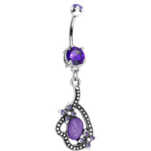 Double Violet Gem Love's Path Dangle Belly Ring