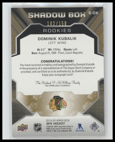 2019-20 SPx Shadow Box Rookies Autographs Dominik Kubalik #/150 Auto #S-DK