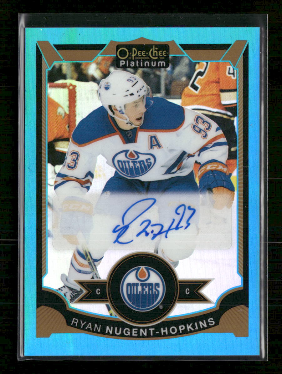 2015-16 O-Pee-Chee Platinum Blue-Rainbow-Autographs Ryan Nugent-Hopkins Auto #RN