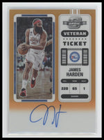 2022-23 Panini Contenders Veteran Ticket Orange James Harden #/15 Auto #VT-JHD