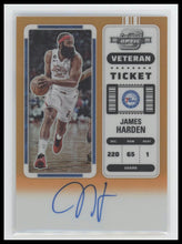 2022-23 Panini Contenders Veteran Ticket Orange James Harden #/15 Auto #VT-JHD