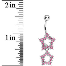 Pink Gem Double Star Dangle Belly Ring