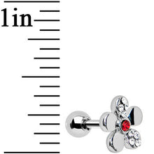 Red Crystalline Gem Bright Flower Cartilage Earring